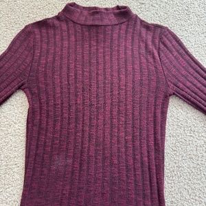 Prince & Fox Fitted Maroon Long-Sleeve Cropped Turtle Neck Top